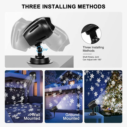 Christmas Snowfall Projector Lights, Highlight Dynamic LED Snow Light Projection, IP65 Waterproof Snowfall Spotlight Lighting for Xmas Holiday Wedding Party Home Garden Landscape, with Remote Control