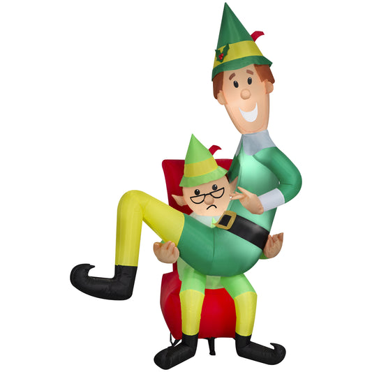 7-Foot Christmas Inflatable: Buddy the Elf Sitting on Papa Elf’s Lap