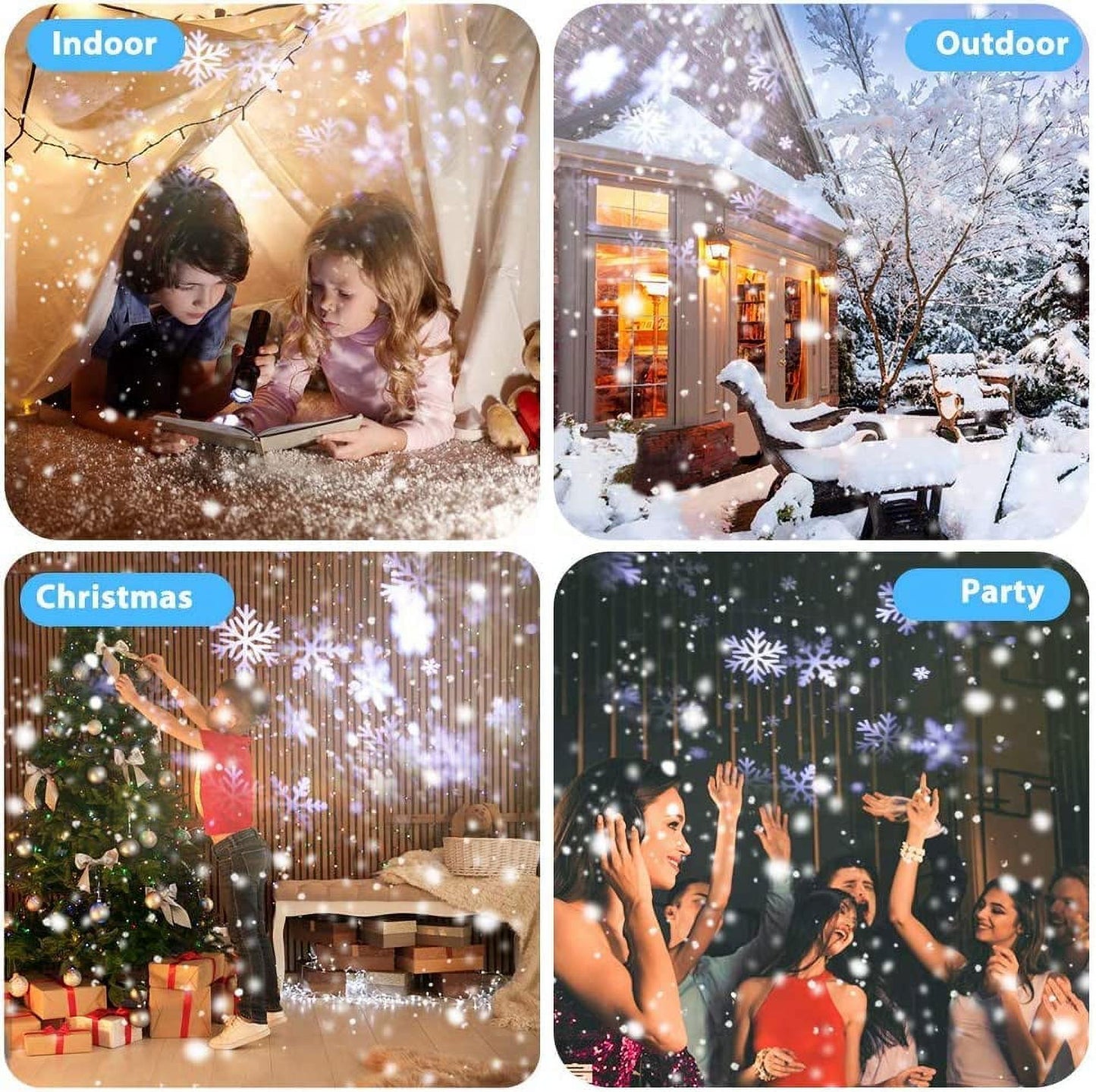 Christmas Snowfall Projector Lights, Highlight Dynamic LED Snow Light Projection, IP65 Waterproof Snowfall Spotlight Lighting for Xmas Holiday Wedding Party Home Garden Landscape, with Remote Control